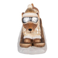 Clayre &amp; Eef | Decoratie Hond Bruin Wit 50x23x29 cm | 5MG0116