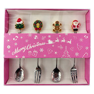 Clayre &amp; Eef | Dessert bestek zilverkleurig Rood (4) 2x12 cm | 67030