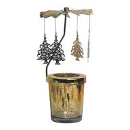 Clayre &amp; Eef | Theelichtcarrousel Goudkleurig &oslash; 8x17 cm | 66003GO