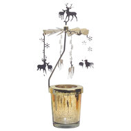 Clayre &amp; Eef | Theelichtcarrousel Goudkleurig &oslash; 8x17 cm | 66080GO