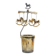 Clayre &amp; Eef | Theelichtcarrousel Goudkleurig &oslash; 8x17 cm | 66081GO