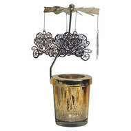 Clayre &amp; Eef | Theelichtcarrousel Goudkleurig &oslash; 8x17 cm | 66803GO