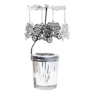 Clayre &amp; Eef | Theelichtcarrousel Zilverkleurig &oslash; 8x17 cm | 66803ZI