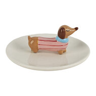 Clayre &amp; Eef | Sieraden Schaaltje Hond Grijs &oslash; 13x5 cm | 6CE2455