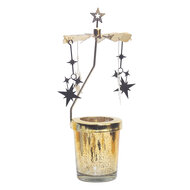 Clayre &amp; Eef | Theelichtcarrousel Goudkleurig &oslash; 8x20 cm | 66807GO