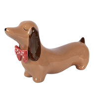 Clayre &amp; Eef | Decoratie Hond Bruin Rood 26x7x15 cm | 6CE2435
