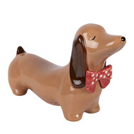 Clayre &amp; Eef | Decoratie Hond Bruin Rood 26x7x15 cm | 6CE2435