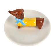 Clayre &amp; Eef | Sieraden Schaaltje Hond Wit &oslash; 13x7 cm | 6CE2457