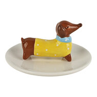 Clayre &amp; Eef | Sieraden Schaaltje Hond Wit &oslash; 13x7 cm | 6CE2457