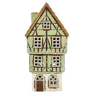 Clayre &amp; Eef | Theelichthouder Kerst Huisje Groen Bruin 11x10x22 cm | 6CE2518