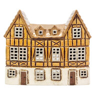 Clayre &amp; Eef | Theelichthouder Kerst Huisje Bruin Beige 23x10x19 cm | 6CE2521