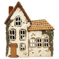 Clayre &amp; Eef | Theelichthouder Kerst Huisje Beige Bruin 19x10x20 cm | 6CE2527