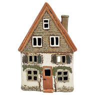 Clayre &amp; Eef | Theelichthouder Kerst Huisje Beige Bruin 14x8x20 cm | 6CE2529