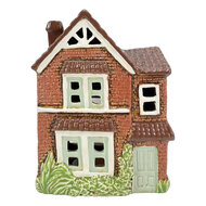 Clayre &amp; Eef | Theelichthouder Kerst Huisje Bruin Beige 13x9x17 cm | 6CE2530