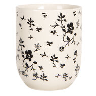 Clayre &amp; Eef | Servies Mok Wit, Zwart &oslash; 6x8 cm / 100 ml | 6CEMU0081