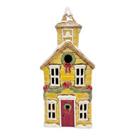 Clayre &amp; Eef | Theelichthouder Kerst Huisje Geel Wit 12x9x28 cm | 6CE2534