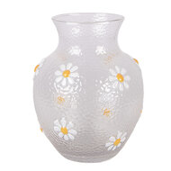 Clayre &amp; Eef | Vazen Glas Transparant Wit &oslash; 13x16 cm | 6GL5510