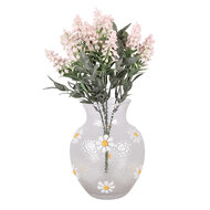 Clayre &amp; Eef | Vazen Glas Transparant Wit &oslash; 13x16 cm | 6GL5510