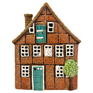 Clayre &amp; Eef | Theelichthouder Kerst Huisje Bruin Beige 16x9x20 cm | 6CE2544