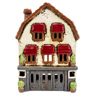 Clayre &amp; Eef | Theelichthouder Kerst Huisje Beige Bruin 14x9x21 cm | 6CE2545