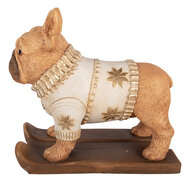 Clayre &amp; Eef | Decoratie Hond Bruin Wit 39x20x35 cm | 6MG0167