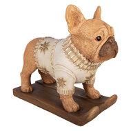 Clayre &amp; Eef | Decoratie Hond Bruin Wit 39x20x35 cm | 6MG0167