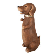 Clayre &amp; Eef | Decoratie Hond Bruin Goudkleurig 23x19x47 cm | 6MG0170