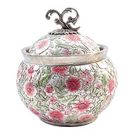 Clayre &amp; Eef | Decoratie pot met deksel Roze Groen &oslash; 23x25 cm | 6PR6223