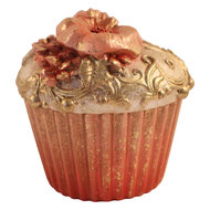 Clayre &amp; Eef | Decoratie Cupcake Roze Goudkleurig &oslash; 8x8 cm | 6PR6228