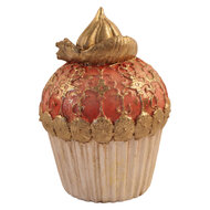 Clayre &amp; Eef | Decoratie Cupcake Wit Roze &oslash; 8x10 cm | 6PR6229