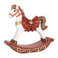 Clayre &amp; Eef | Decoratie Hobbelpaard Wit Rood 17x5x18 cm | 6PR6299