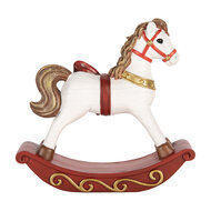 Clayre &amp; Eef | Decoratie Hobbelpaard Wit Rood 17x5x18 cm | 6PR6299