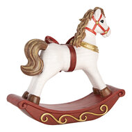 Clayre &amp; Eef | Decoratie Hobbelpaard Wit Rood 17x5x18 cm | 6PR6299