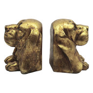 Clayre &amp; Eef | Boekensteunen Set van 2 Hond Goudkleurig 24x13x19 cm | 6PR6461