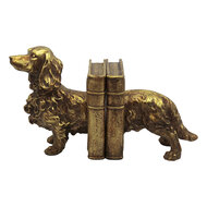 Clayre &amp; Eef | Boekensteunen Set van 2 Hond Goudkleurig 38x12x21 cm | 6PR6477