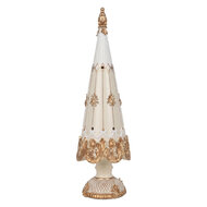 Clayre &amp; Eef | Kerstdecoratie Kerstboom Wit Goudkleurig &oslash; 12x42 cm | 6PR6502