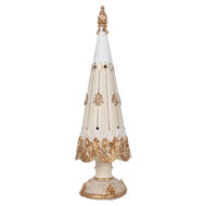 Clayre &amp; Eef | Kerstdecoratie Kerstboom Wit Goudkleurig &oslash; 12x42 cm | 6PR6502