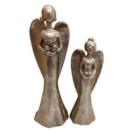 Clayre &amp; Eef | Decoratie Engelen (set 2) Goudkleurig 11x9x33 / 9x7x26 cm | 6PR6539