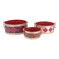 Clayre &amp; Eef | Decoratie schaal (3) Rood Goudkleurig 35x31x13 / 29x26x12 / 23x21x9 cm | 6Y6031