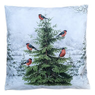 Clayre &amp; Eef | Kussen met vulling Wit Groen 45x45x4 cm | KG023.219