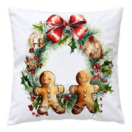 Clayre &amp; Eef | Kussen met vulling Wit Bruin 45x45x4 cm | KG023.240