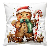 Clayre &amp; Eef | Kussen met vulling Wit Bruin 45x45x4 cm | KG023.241