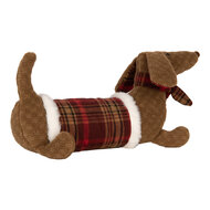 Clayre &amp; Eef | Decoratie Hond Bruin Rood 42x20x21 cm | TW0637