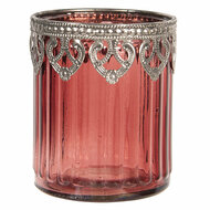 Glazen Theelichthouder Rood &oslash; 8*9 cm &oslash; 8*9 cm Rood | 6GL2651 | Clayre &amp; Eef