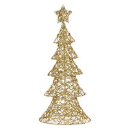 Clayre &amp; Eef | Kerstdecoratie Kerstboom met LED Goudkleurig 30x10x61 cm / 3xAA | 50923