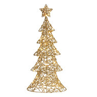 Clayre &amp; Eef | Kerstdecoratie Kerstboom met LED Goudkleurig 30x10x61 cm / 3xAA | 50923