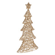 Clayre &amp; Eef | Kerstdecoratie Kerstboom met LED Goudkleurig 30x10x61 cm / 3xAA | 50923
