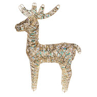 Clayre &amp; Eef | Kerstdecoratie Rendier met LED Goudkleurig 43x18x61 cm / 3xAA | 50924