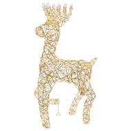 Clayre &amp; Eef | Kerstdecoratie Rendier met LED Goudkleurig 38x25x76 cm / 3xAA | 50926