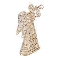 Clayre &amp; Eef | Kerstdecoratie Engel met LED Goudkleurig 22x8x30 cm / 3xAA | 66783